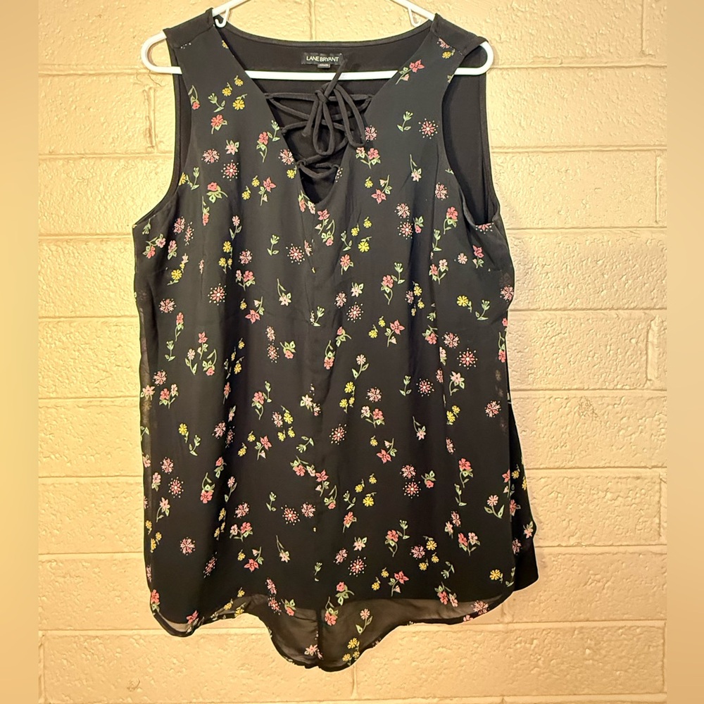 Lane Bryant Black Floral Women's Blouse